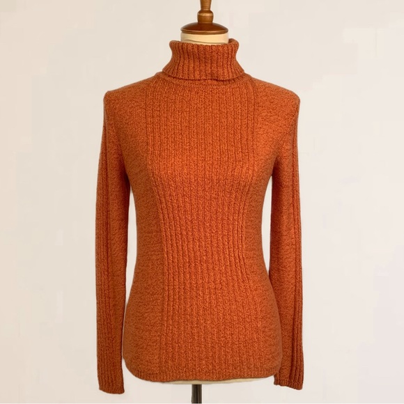 Sundance Knit Turtleneck Burnt Orange Classic Sweater - Picture 2 of 8
